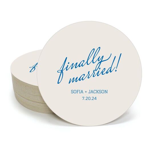 Expressive Script Finally Married Round Coasters